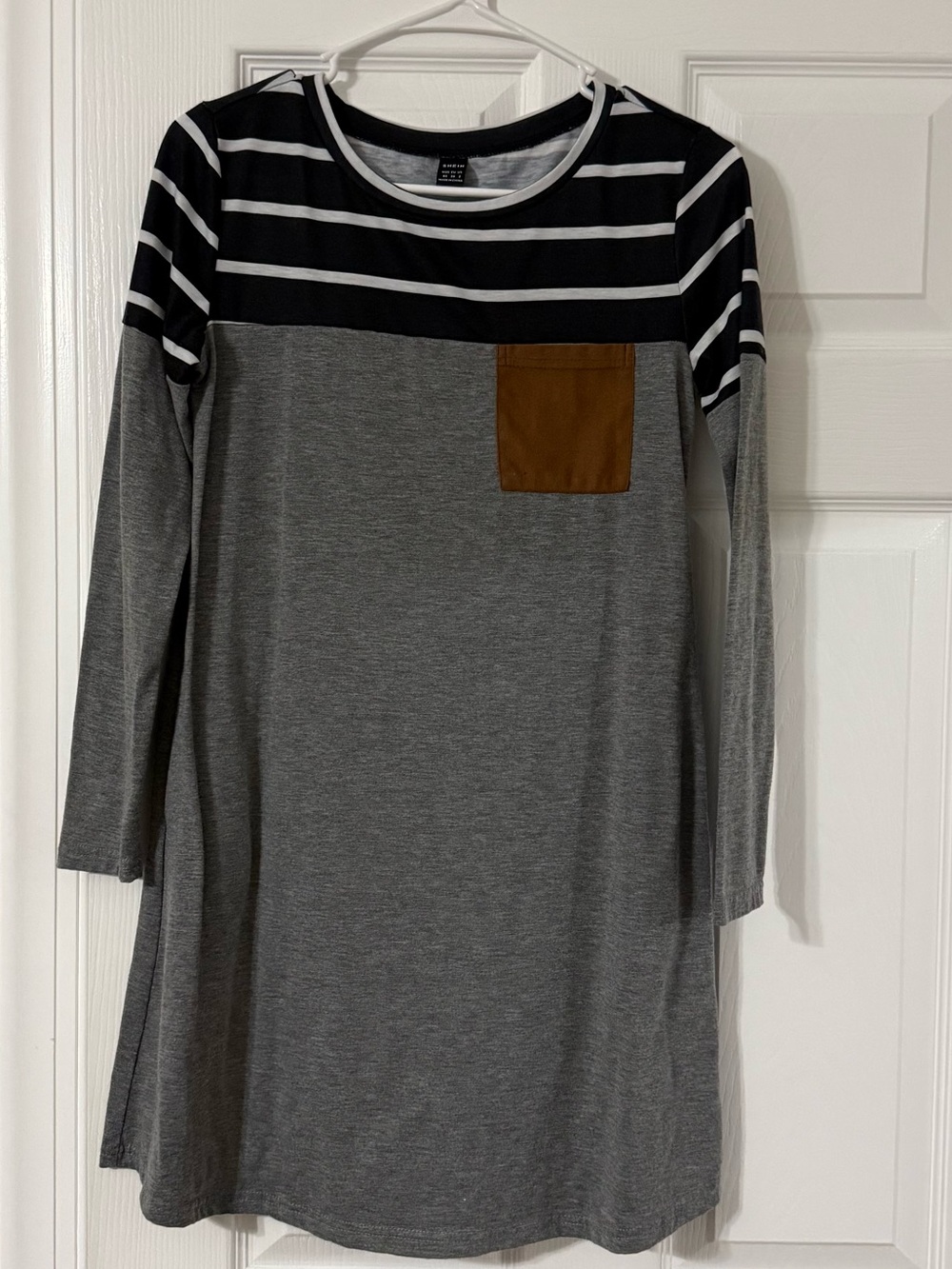 Women's Long Sleeve Striped Yoke Dress with Chest Pocket